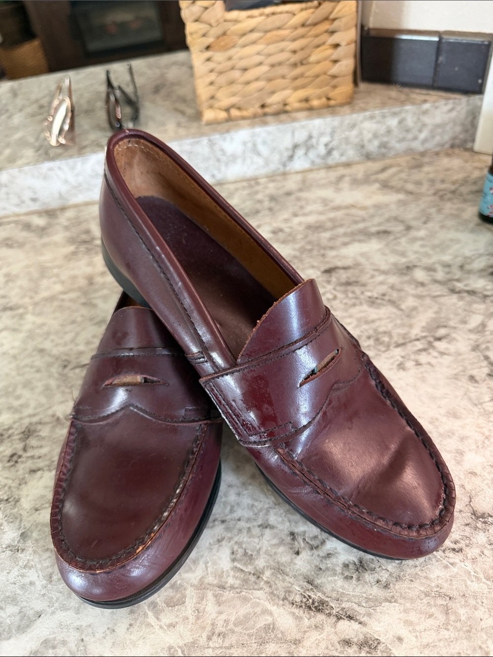 Classic Women Penny Loafers in Burgundy Leather